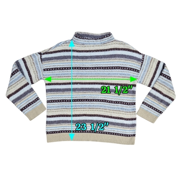 Ann Taylor Multicolor Sparkle Fair Isle Funnel Neck Sweater Metallic Cabincore - Picture 4 of 9